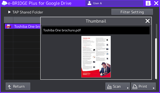To print simply browse your cloud storage and select the document