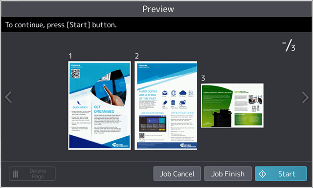 On-screen verification with page count, edit and mixed platen/DF support