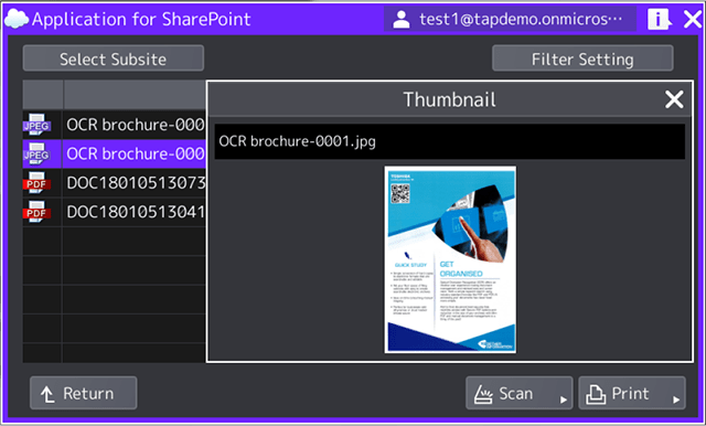 Print documents directly from your cloud storage at the panel image and Office formats