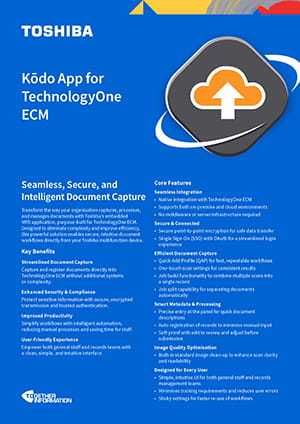 Toshiba Kōdo App for TechnologyOne ECM Brochure
